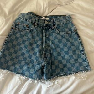 Pacsun checkered jean shorts